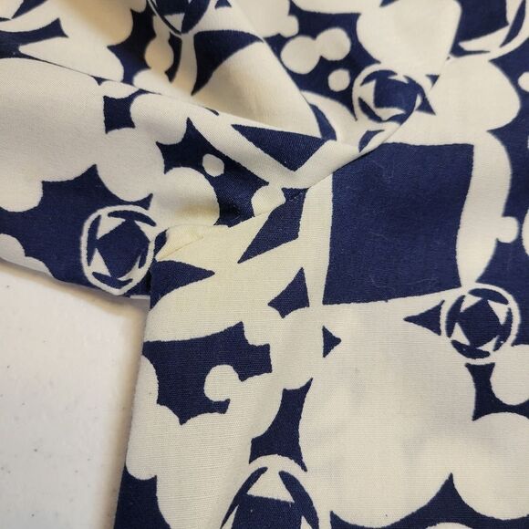 Vintage Homemade Geometric Patterned Shirt Dress Blue White - Picture 13 of 14